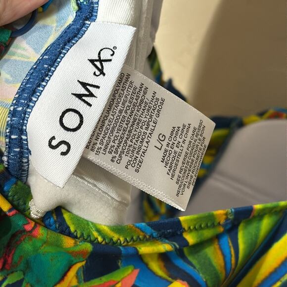 Soma tropical palm print v wire tankini swim suit size large - Picture 7 of 11